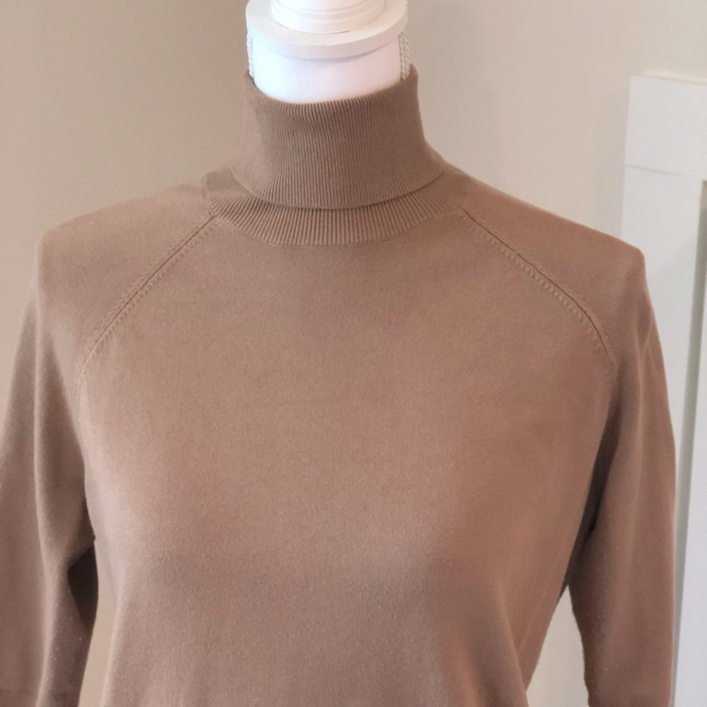 Zara neutral tan short sleeve turtleneck knit top